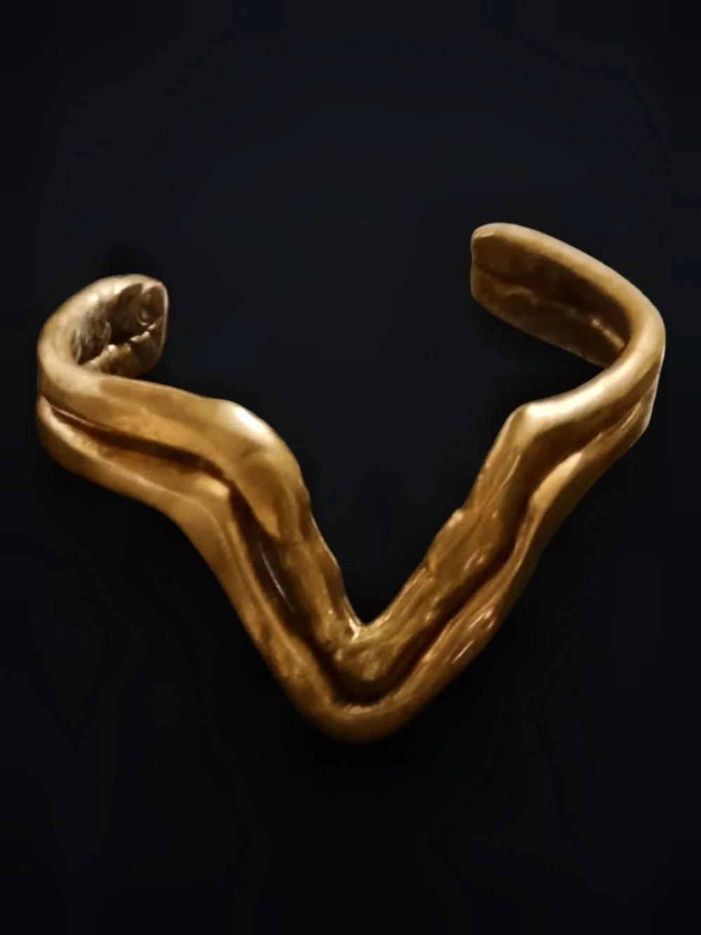 Sculptural Gold Tone V-Accent Cuff Bracelet - Picture 2 of 10